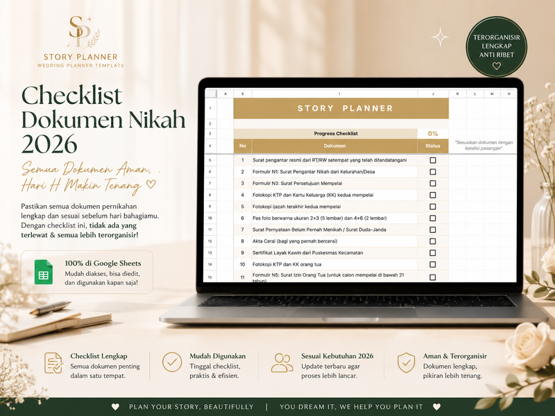 [GRATIS] Checklist Dokumen Nikah 2026 - Story Planner | Clicky