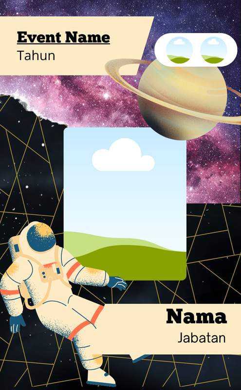 Highlight image 1 for Template Nametag Panitia Space Galaxy Aesthetic (Editable Canva)