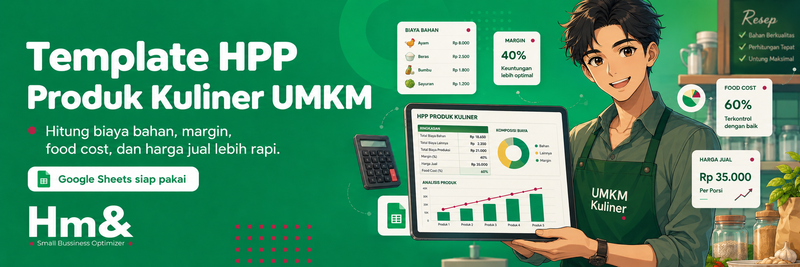 Highlight image 1 for Template HPP Produk Kuliner UMKM - Google Sheets Otomatis