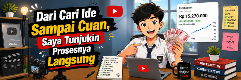Highlight image 1 for Cuan Jalur YT | Bangun Channel YouTube dari Nol Sambil Sekolah