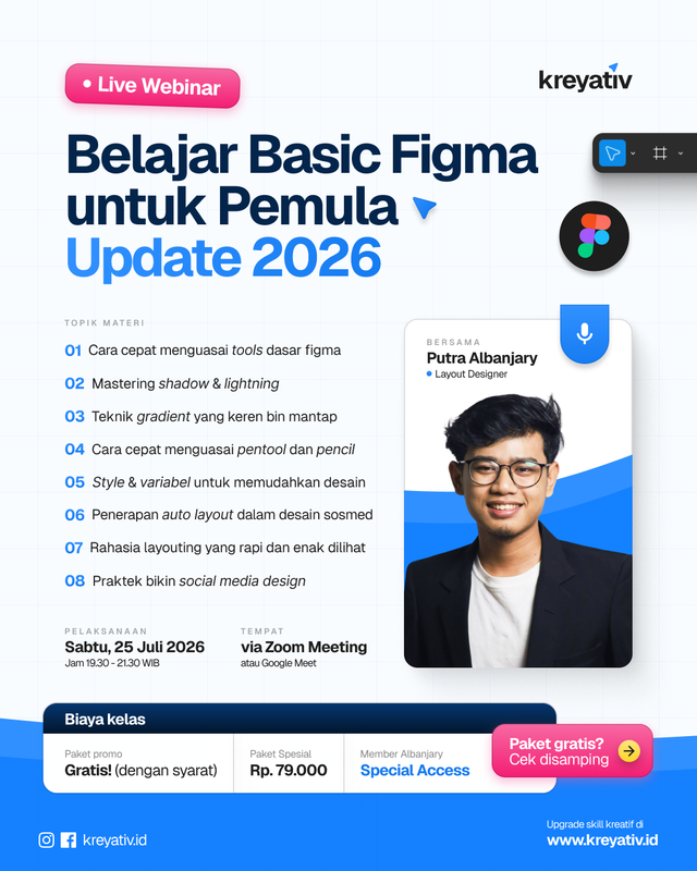 Kelas Basic Figma untuk Pemula Update 2026 by Kreyativ x Albanjary