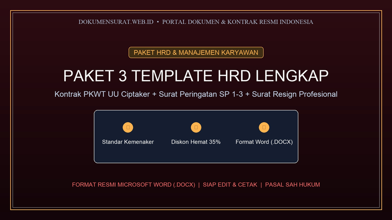 Highlight image for [PAKET HRD LENGKAP] 3 Template Kontrak Kerja PKWT, Surat SP & Surat Resign